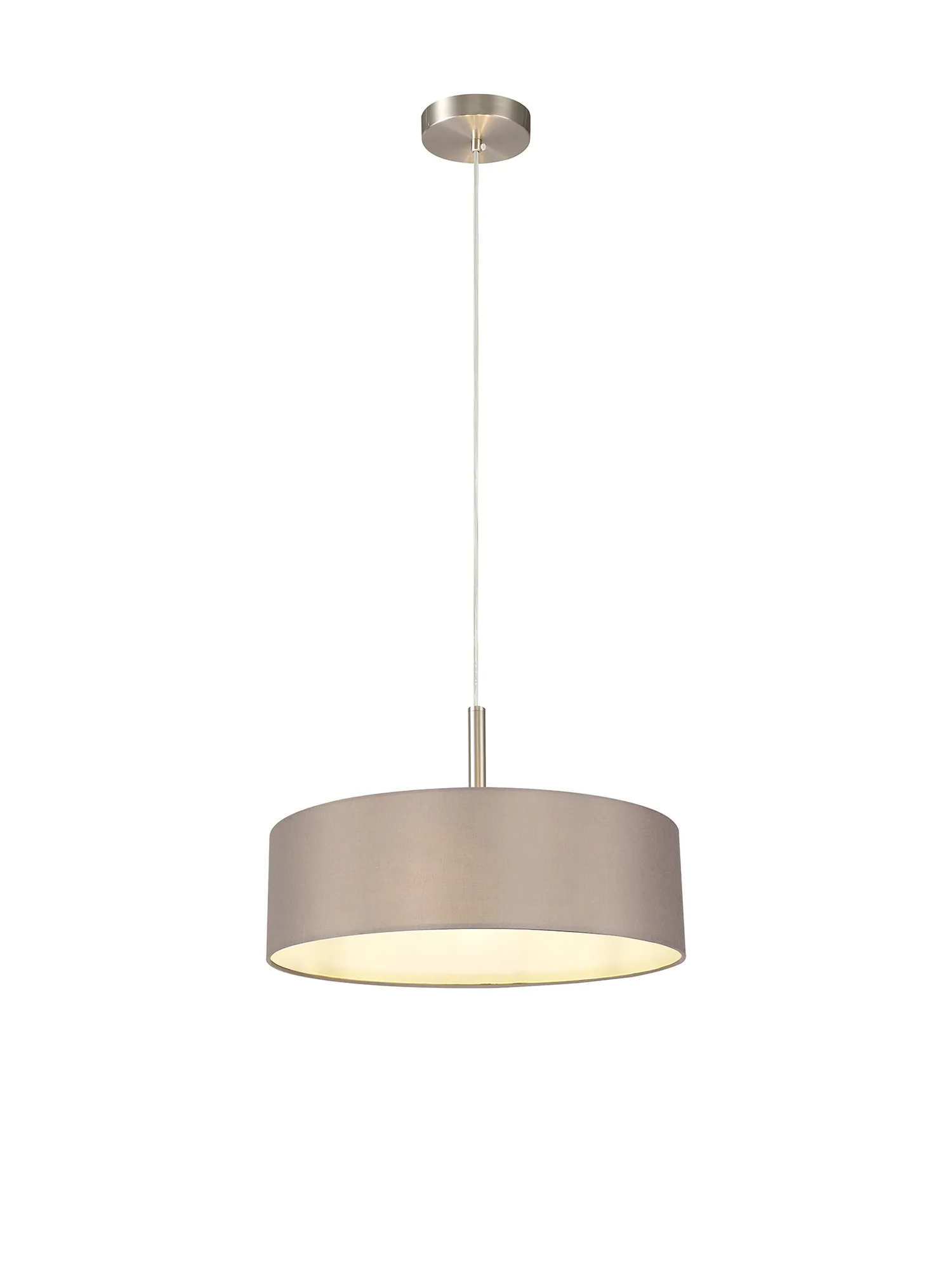 Baymont 45cm 3 Light Pendant Satin Nickel, Grey/White DK0720  Deco Baymont SN GR